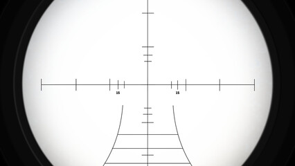 Realistic sniper sight with measuring marks, isolated sniper scope templates on transparent...