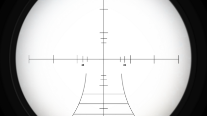 Realistic sniper sight with measuring marks, isolated sniper scope templates on transparent background.Sniper view Crosshairs scope.Realistic optical sight.