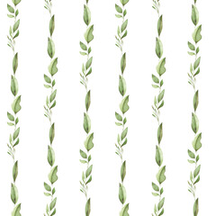 Watercolor seamless pattern with woodland leaves. Geometric background for creative design