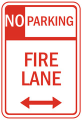 parking sign and labels fire lane