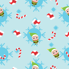 Simple Christmas seamless pattern with New Year elements.