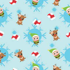 Simple Christmas seamless pattern with New Year elements.
