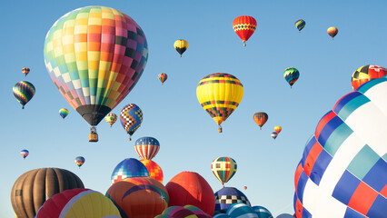 Close-up of Hot Air Balloons in flight at international balloon fiesta, Albuquerque, New Mexico, USA