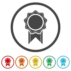 Empty badge. Set icons in color circle buttons