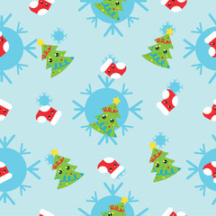 Fototapeta na wymiar Simple Christmas seamless pattern with New Year elements.