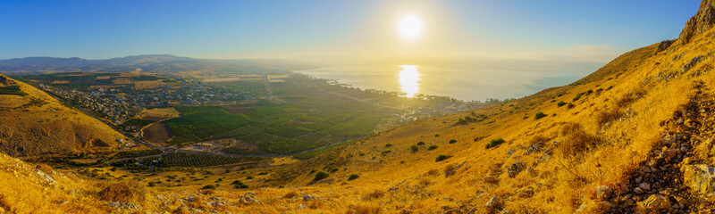 Morning panorama of the Sea of Galilee, from Mount Arbel