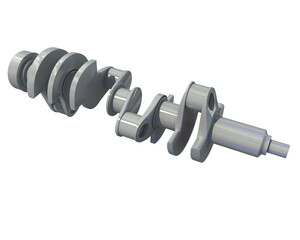 Engine Crankshaft 3D rendering on white background