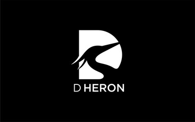 letter d heron logo design templates
