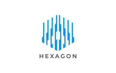 hexagon technology logo design templates