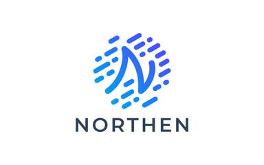 letter n technology logo design templates