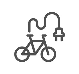 Bicycle and transportation icon outline and linear vector.