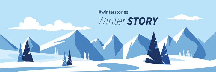 banner with winter landscape