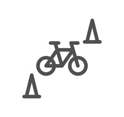 Bicycle and transportation icon outline and linear vector.