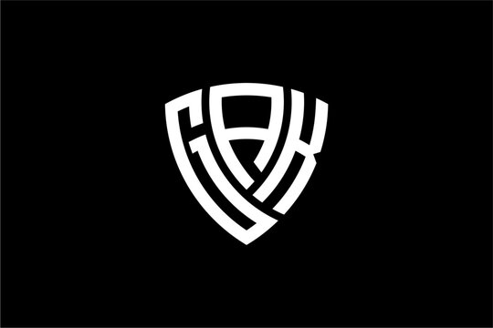 GAK creative letter shield logo design vector icon illustration