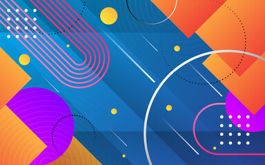 Abstract colorful geometric with gradient blue background