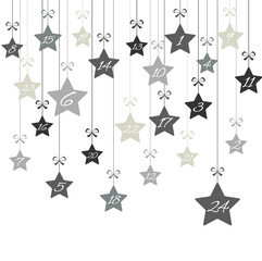 christmas advent calendar 1 to 24 on hanging stars