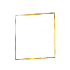 Gold square frame, metallic geometrical shape with copy space, yellow metal texture made with thick layer of paint, overlay design element