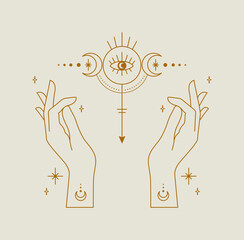 Fortune hand line art illustration