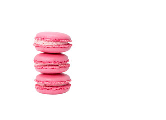 Three pink macaroon cakes on a transparent background