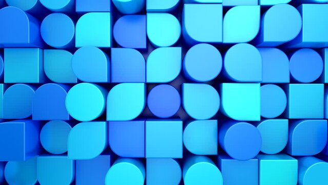 Background of Geometric Shapes. Abstract motion, loop, two color, 3d rendering, 4k resolution
