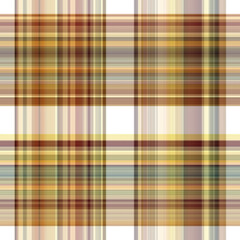 Woodland white tartan seamless pattern textile. Tonal autumnal forest plaid with organic texture. Background of orange stripe for rough wallpaper. 