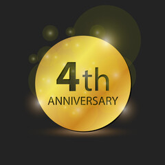 Gold circle plate Elegant logo 4th year anniversary celebration