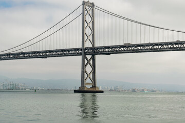 Fototapeta na wymiar a suspended bridge in San Francisco bay