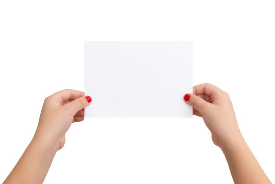 Isolated female hands and blank paper for copy presentation