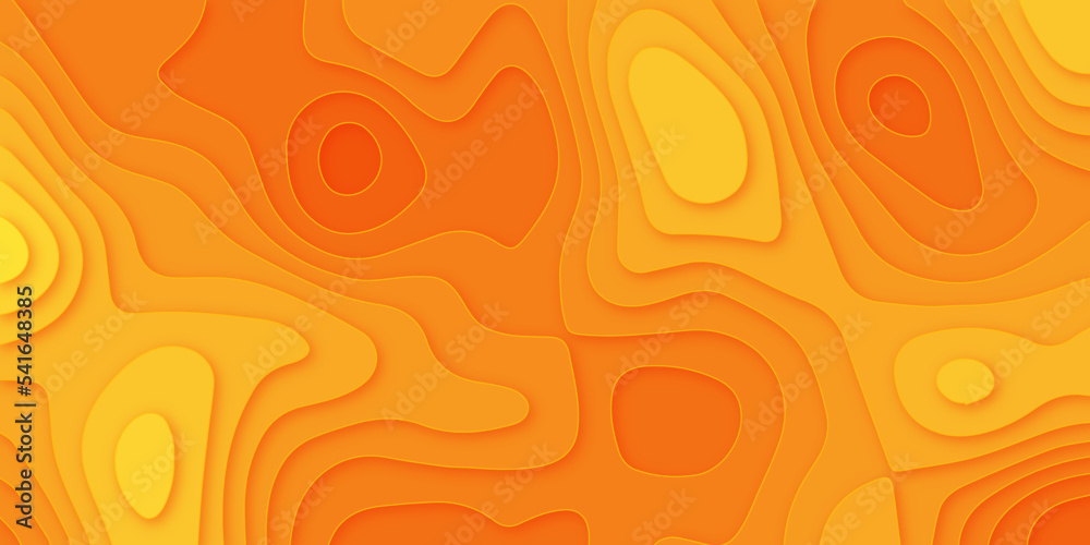 Wall mural luxury orange abstract papercut background with 3d geometry circles.abstract hexagon papercut design