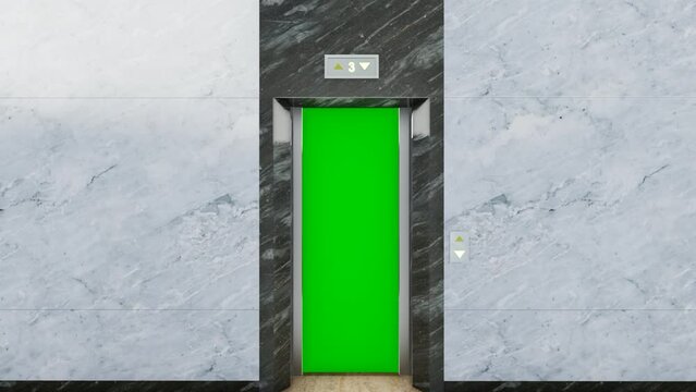green screen animation video for the lobby elevator door opening and closing