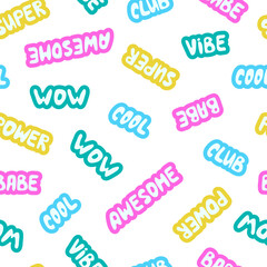 Groovy cute pattern. Seamless pattern in y2k style.