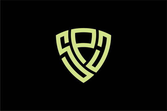 SPJ creative letter shield logo design vector icon illustration
