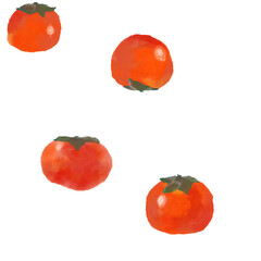Persimmon water color illustration multiple foods fruits white background 