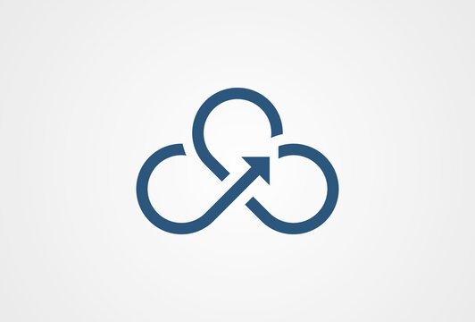 Cloud icon logo design, cloud with arrow combination, flat design logo template element, vector illustration
