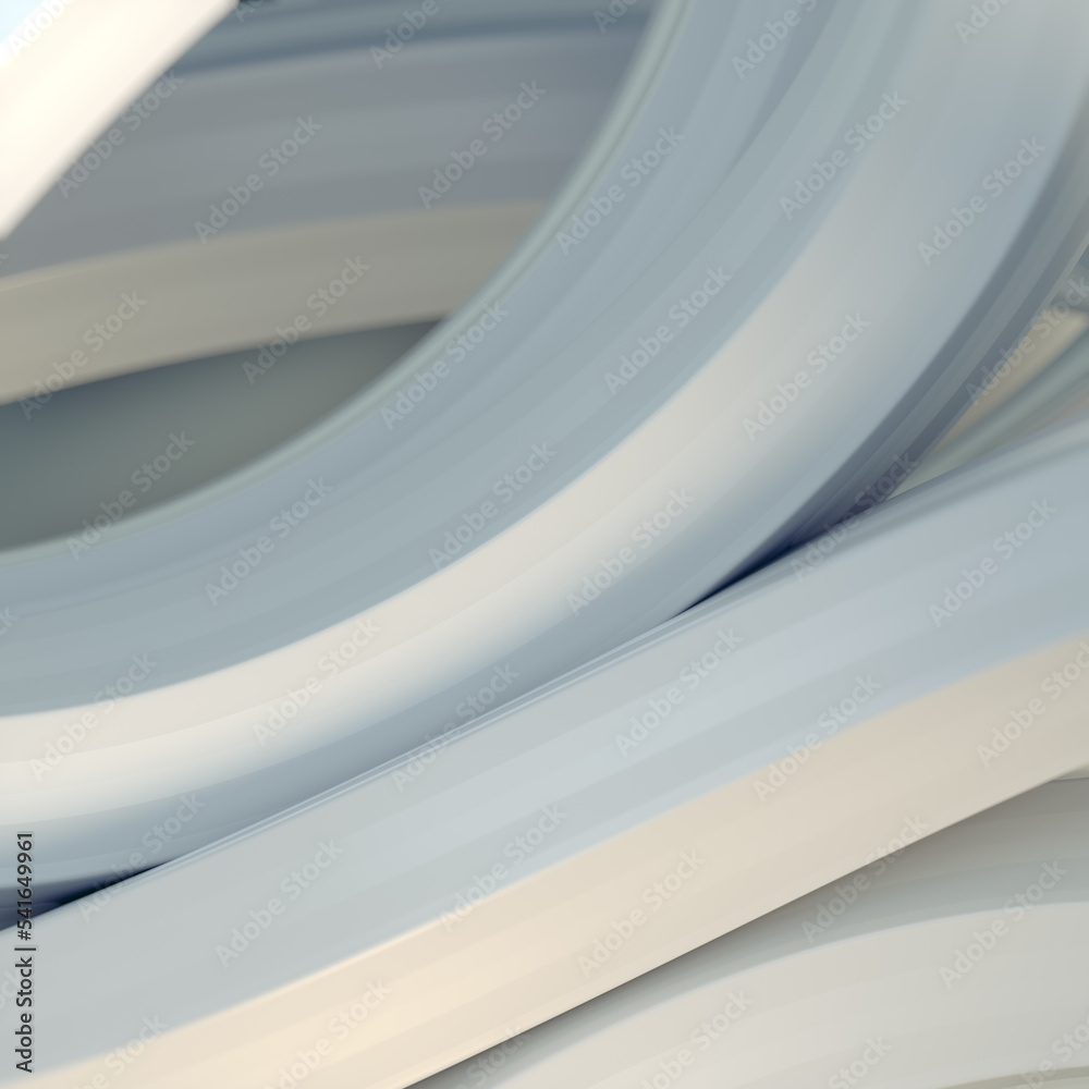 Poster Abstract digital illustration background of twisted white geometric shapes. Design element. 3d rendering