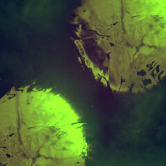 Abstract composition of energy balls surrounded by smoke and particles. 3d rendering digital illustration