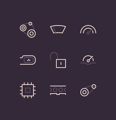 Vehicle and car spare parts icon outline and linear vector. 