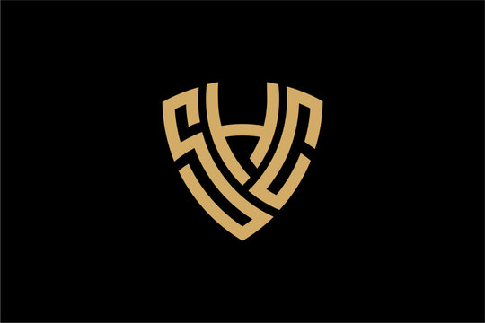 SHC creative letter shield logo design vector icon illustration