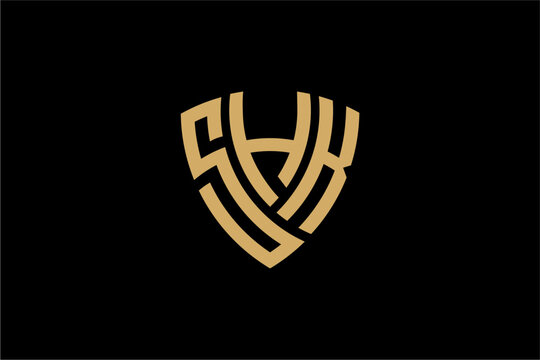SHK creative letter shield logo design vector icon illustration