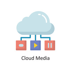 Cloud Media Vector  Flat Icon Design illustration. Cloud Computing Symbol on White background EPS 10 File