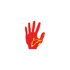 Fototapeta na wymiar Hand fire, illustration geometric symbol simple logo vector