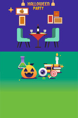 Unique halloween party invitation greeting card blank template for brunch Lunch evening dinner