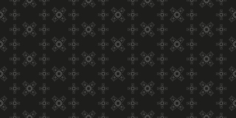 Black and white seamless pattern with flowers