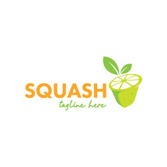 Squash Logo Design Concept for Business and Branding. Fresh Juice Drink Logo Template Vector. Lemon Logo Template