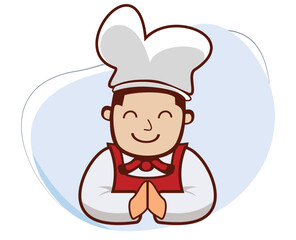 restaurant chef logo with friendly face. flat design vector