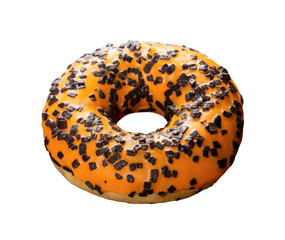 Glazed orange donut with chocolate