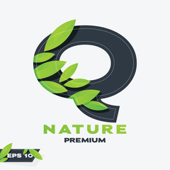 Alphabet Q Nature Leaves Logo