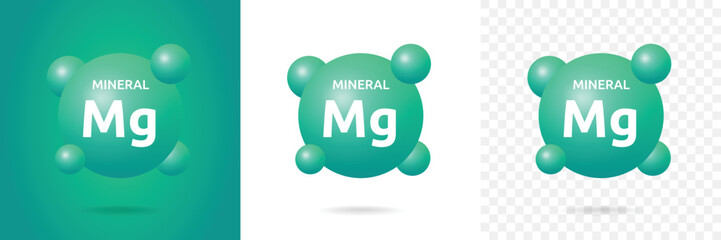 Mg - magnesium icon set. Mineral nutrition symbol vector illustration. - obrazy, fototapety, plakaty