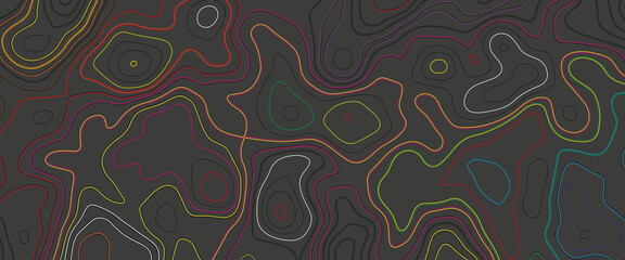 Topographic multicolored linear background. Abstraction with place for text. Map line of topography. Vector abstract topographic map concept, Topographic multicolored linear background with copy space