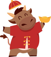 Cute Cow with Chinese Traditional Costume